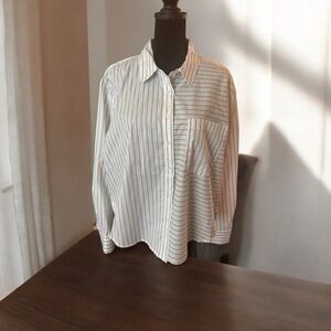 Modern Works Black Striped White Button Down Shirt